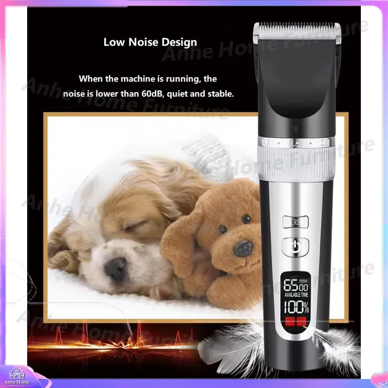 USB Rechargeable Pet Hair Clipper Low Noise Cordless Dog Cat Grooming Trimmer Automatic Safety Shaver Professional Fader Kit