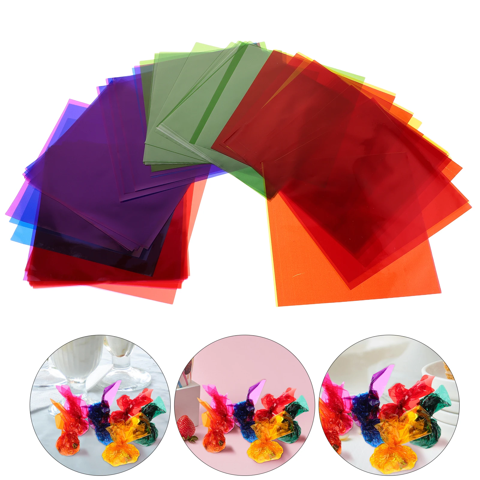 

80 Pcs Colored Glass Film Chocolate Candy Packaging Wrapper Decorate Wrappers for Homemade Cellophane
