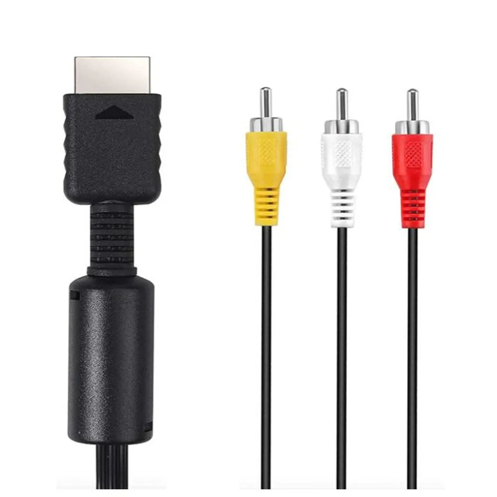 

500pcs 1.8m Game Audio Video AV Cable to 3 RCA TV Adapter Cord Wire For Sony PlayStation PS2 PS3