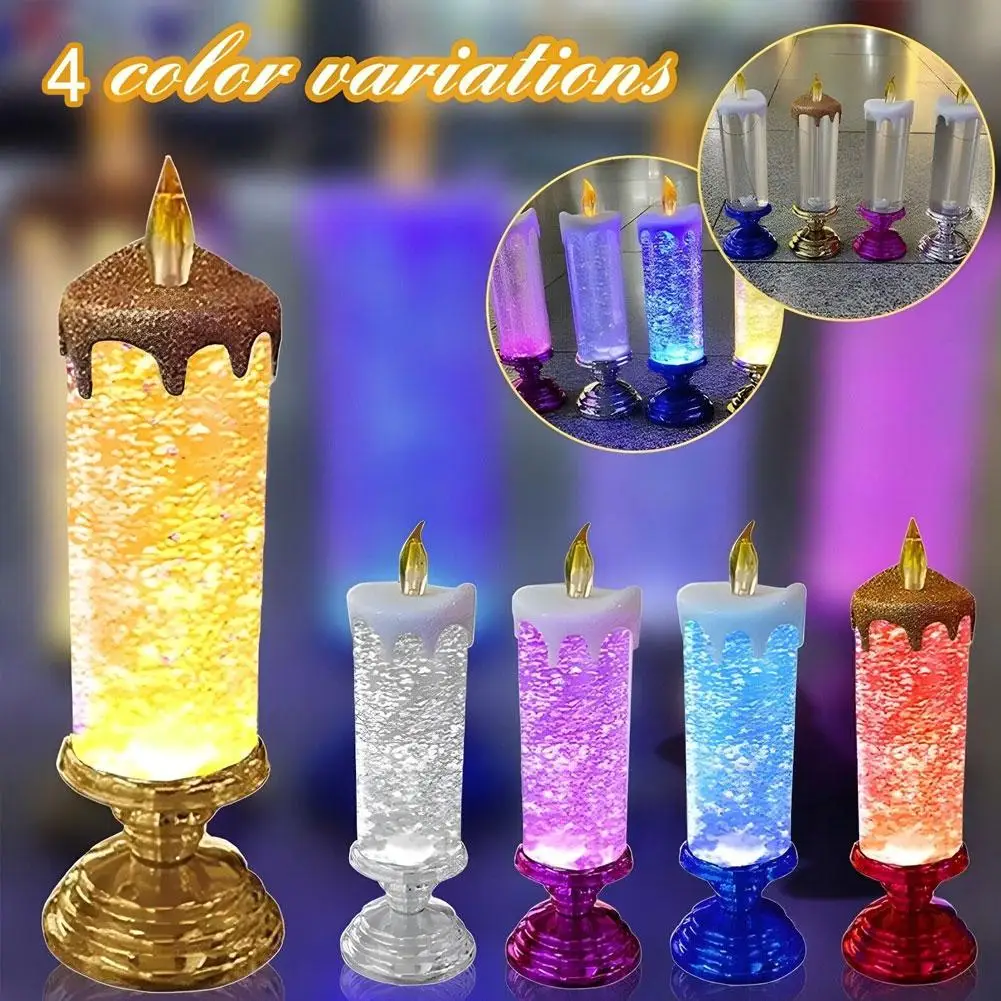 New LED Candle Light Christmas Fairy Lamp Flameless Decor Luminous Stand Shop Home Night Light Bar with Ornament Glitter De C5Y1