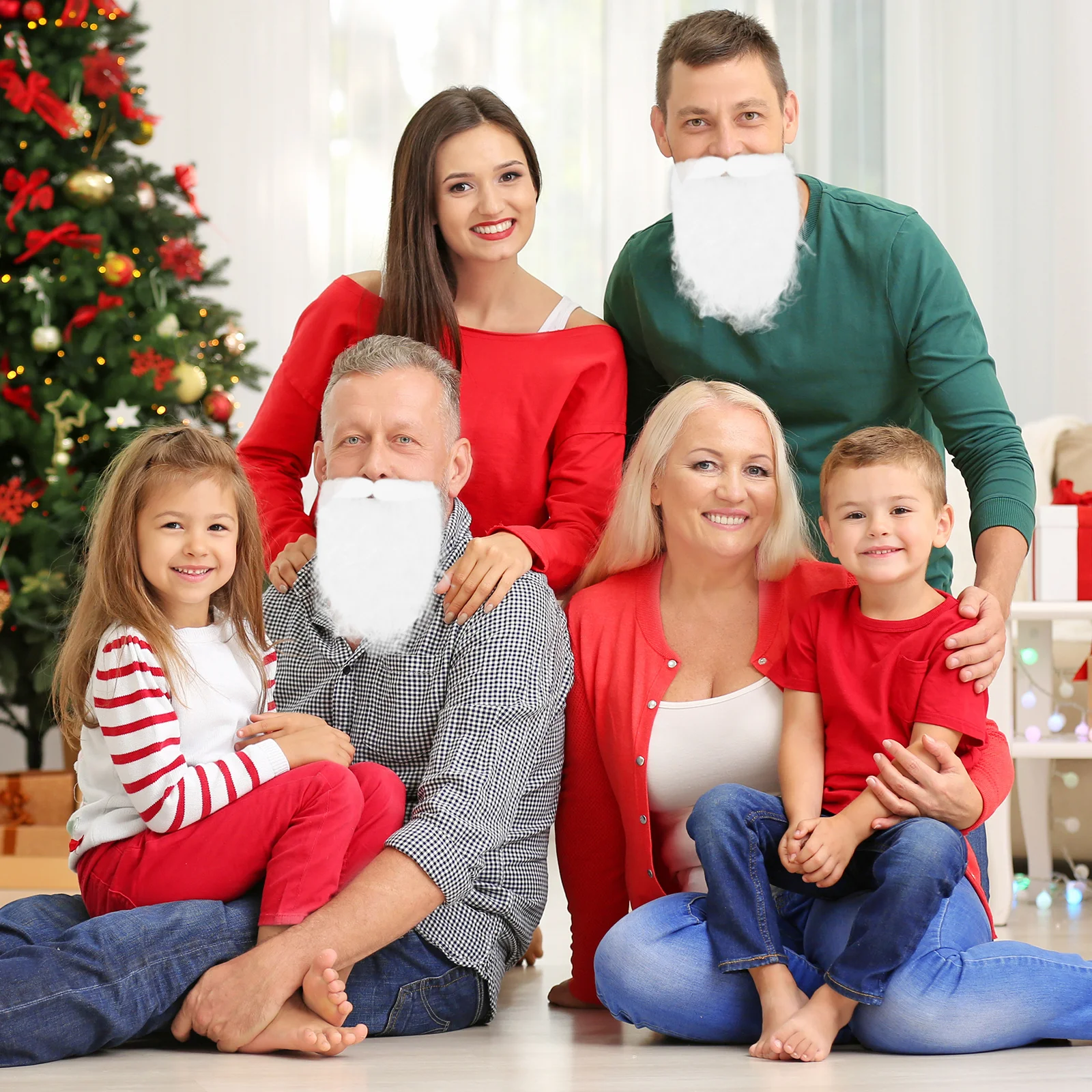 10Pcs Santa Faux Beard Performance Props Super Large Dense Lightweight Portable Christmas Party Cosplay Prop Beard