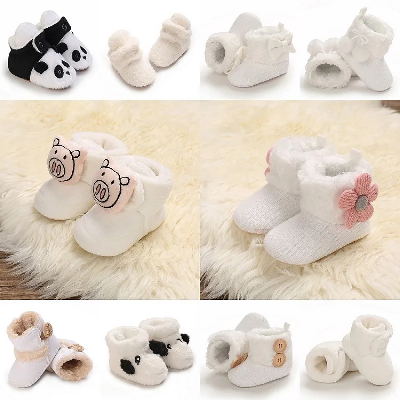 

НОВЫЕ белые зимние детские хлопковые туфли, толстые плюшевые зимние сапоги, мягкая повседневная прогулочная обувь для детей 0-18 месяцев, удобная обувь для малышей