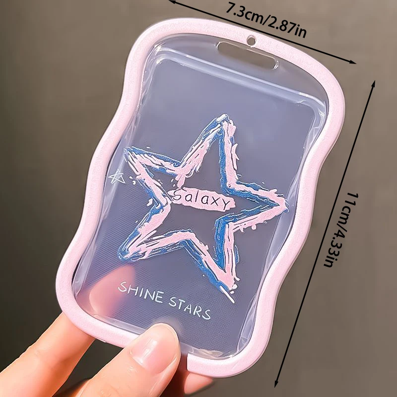 Transparent Stars Photo Card Holder Design Idol Photo Sleeve Anti Lost Keychain Photocards Protector Case Student Meal Card