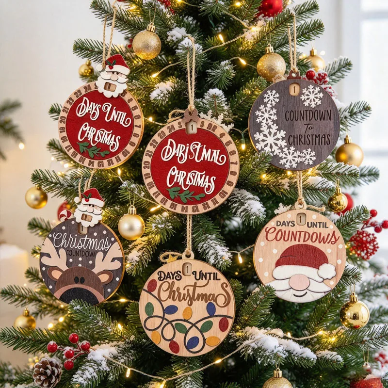 2026 New Christmas Countdown Hanging Ornament Santa Claus Tree Decoration Holiday Party Home Decor for Festive Celebration