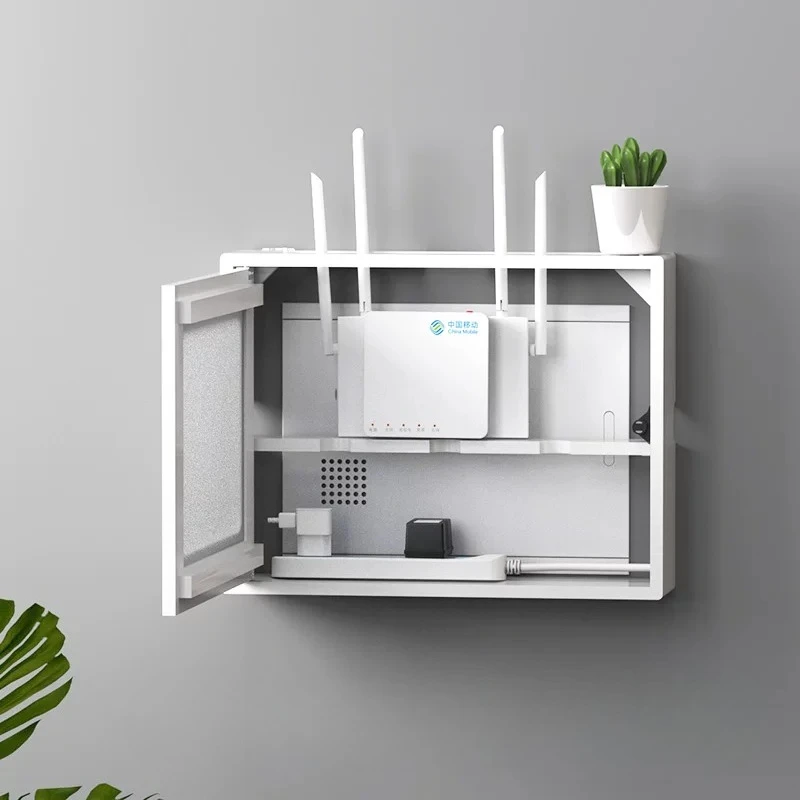 Natural Solid Wood Wall Mounted Router Storage Box WIFI Modem Signal Pass Through Durable Decorative Cover for Living Room
