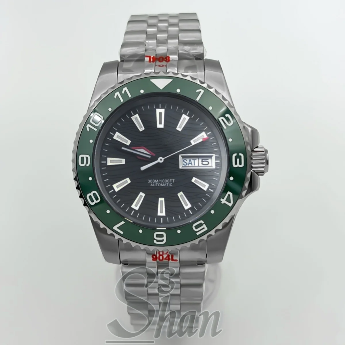 تتميز ساعة أوتوماتيكية فاخرة للرجال NH36 40 ملم بزجاج الياقوت وإطار سيراميك دوار أحادي الاتجاه ونوافذ عرض مزدوجة التاريخ #3