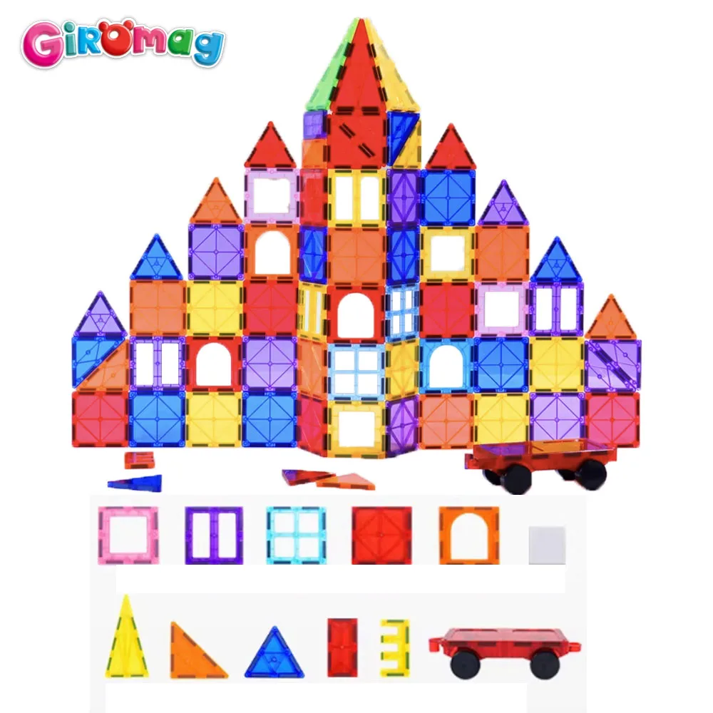 GIROMAG 97 قطعة لوحات البناء المغناطيسية مجموعة البناء الجذعية ألعاب تعليمية هدية للأطفال بنين بنات الذين تتراوح أعمارهم بين 3-12 اللعب الإبداعي