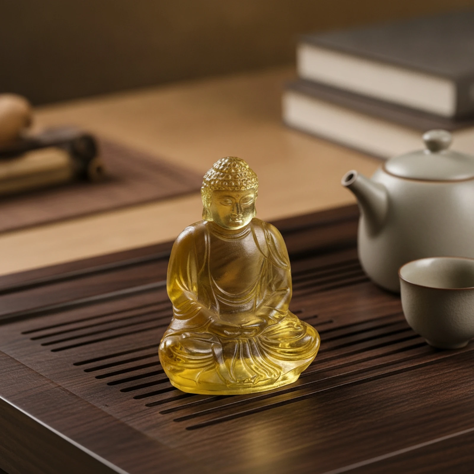 Seated Buddha Statue Ornament Meditation Artificial Crystal Buddha Ornament Light-Reflective Handmade for Home Display
