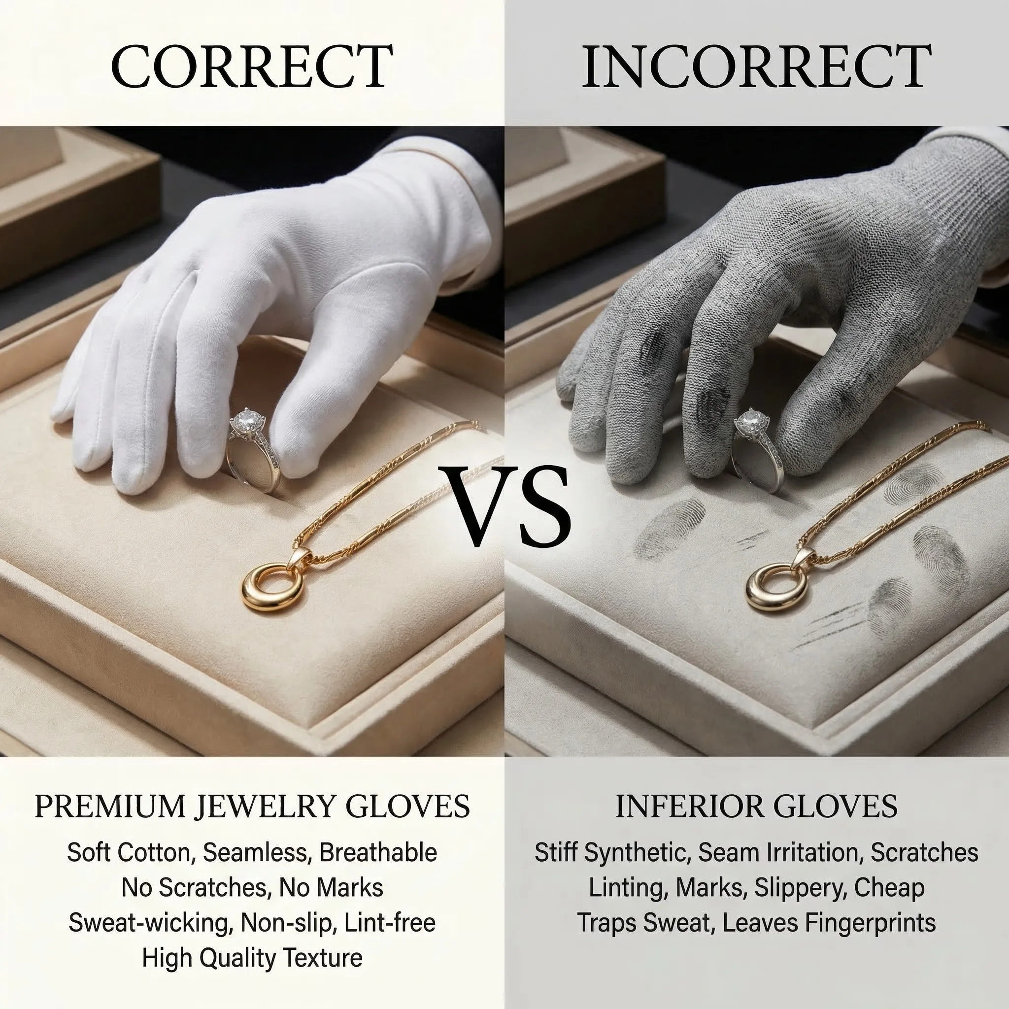 Picture 6: 100% Cotton Jewelry Handling Gloves Breathable Sweat-Absorbent White Gloves for Jeweler Watchmaker Polishing Anti-Fingerprint