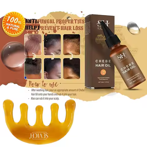 SEVICH Chebe Hair Growth Oil And Scalp Massager Comb Tool Set Chebe Oil Scalp Hair Strengthening Serum Hair Growth Product