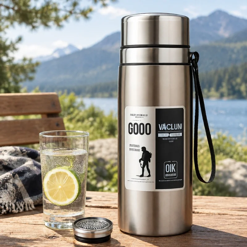 800/1000ml Stainless Steel Sports Water Bottle, Leakproof Vacuum Insulated Flask with Portable Carry Handle