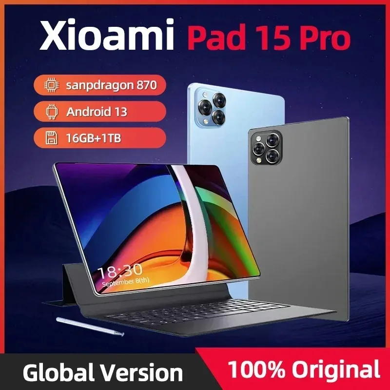 

2024 Original Pad 15 Pro Snapdragon 870 Global Version Android 13 11 inch Tablet PC 20000mAh 16GB 1024GB 5G HD 4K tab