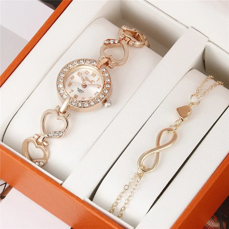 Women's Personality Trend Alloy Bracelet Set Fashion Trend Temperament Diamond British Female Watch Iced Out Gift San Store Sale