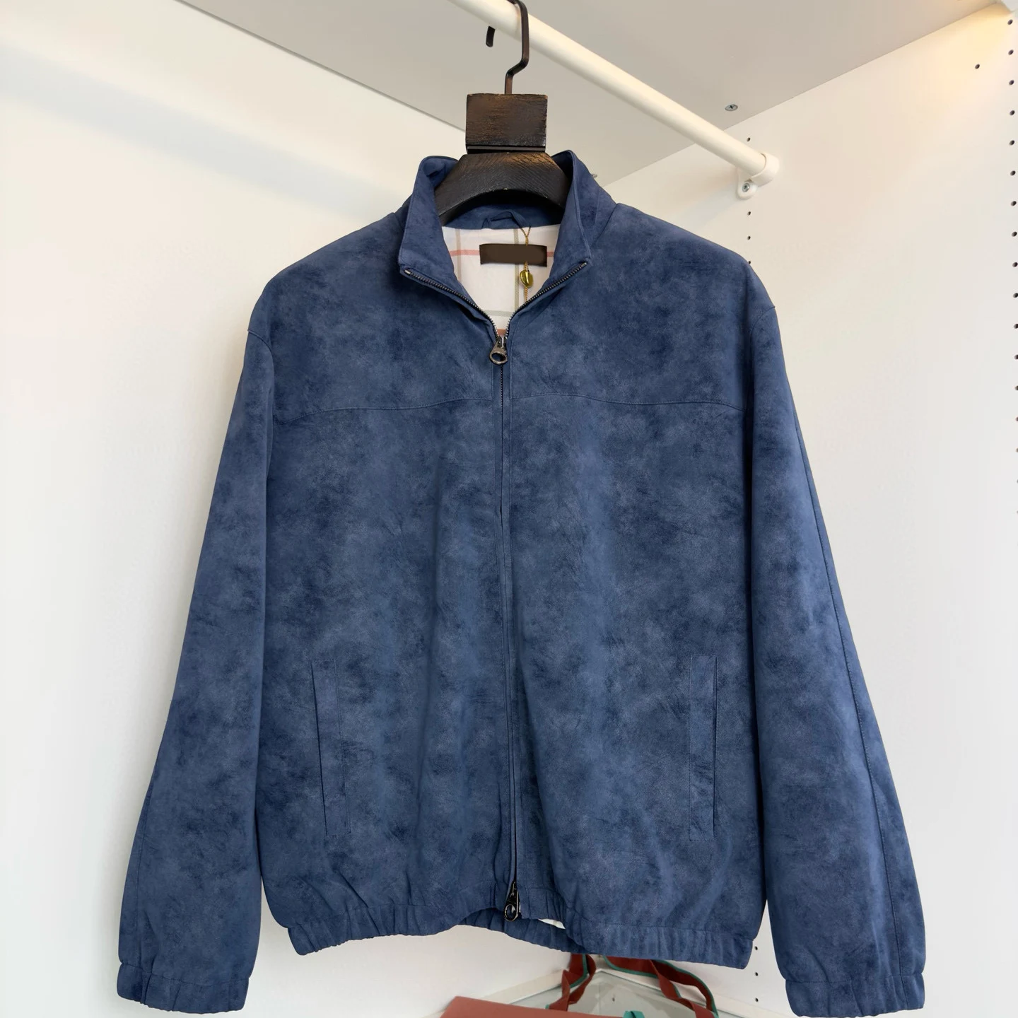 

Italian LP Stand-Up Collar Solid Suede Breathable Casual Executive Jacket