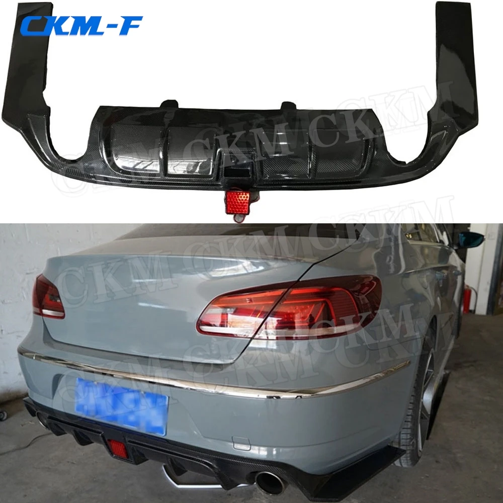 

For CC Carbon Fiber Rear Bumper Lip Diffuser Spoiler For Volkswagen Passat CC Sedan 4 Door 2013 2014 2015 2016 Car Styling FRP