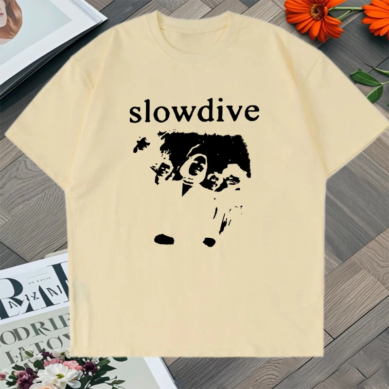 الصيف Slowdive الجرافيك تي شيرت مطبوعة الرجال النساء المتضخم الجولة الرقبة تي شيرت موضة 100% القطن أساسيات اليومية رداء علوي غير رسمي