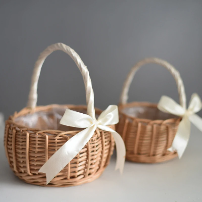 

Плетеная вручную корзина для цветов, имитация ручной работы, подарочная корзина из бамбуковой лозы, корзина для хранения