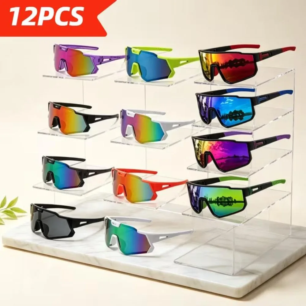12 Pairs of Color-Coated Sports Cycling Sunglasses, Outdoor Windproof and UV-Proof Road Bicycle Running Rock Climbing Non-Slip Color Eye Protection Sunglasses, Random Colors Christmas Halloween Gift Recommendation