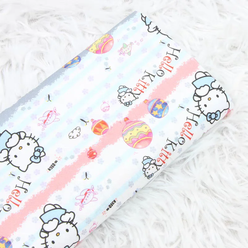 Sanrio Hello Kitty Fire Balloon Plain 100% Cotton Fabric For Sewing Patchwork Clothes DIY Quilting Needlework Material