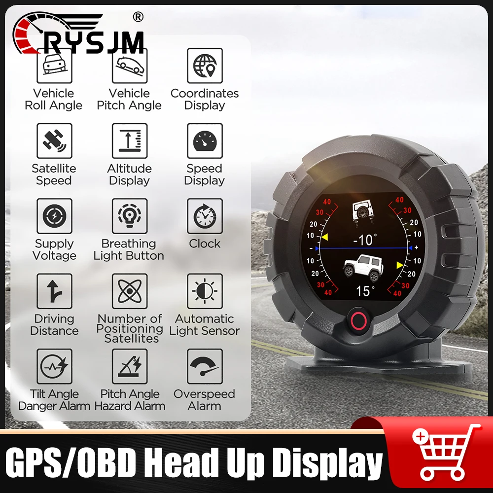 

X95 Car GPS Head Up Display Digital Inclinometer Slope Meter Automotive Speed KMH Panel Off-road HUD Car Accessories GPS Meter