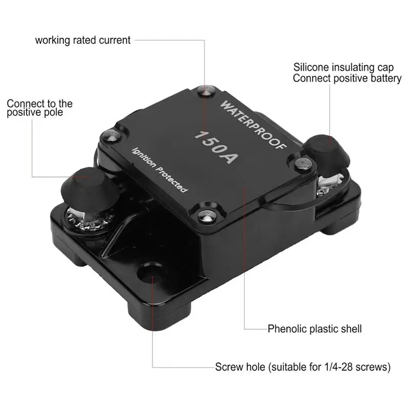 ABIJ-Resettable Circuit Breaker Car Self-Recovery Fuse Holder Forships Forother Circuit Safety Protection Systems 80A