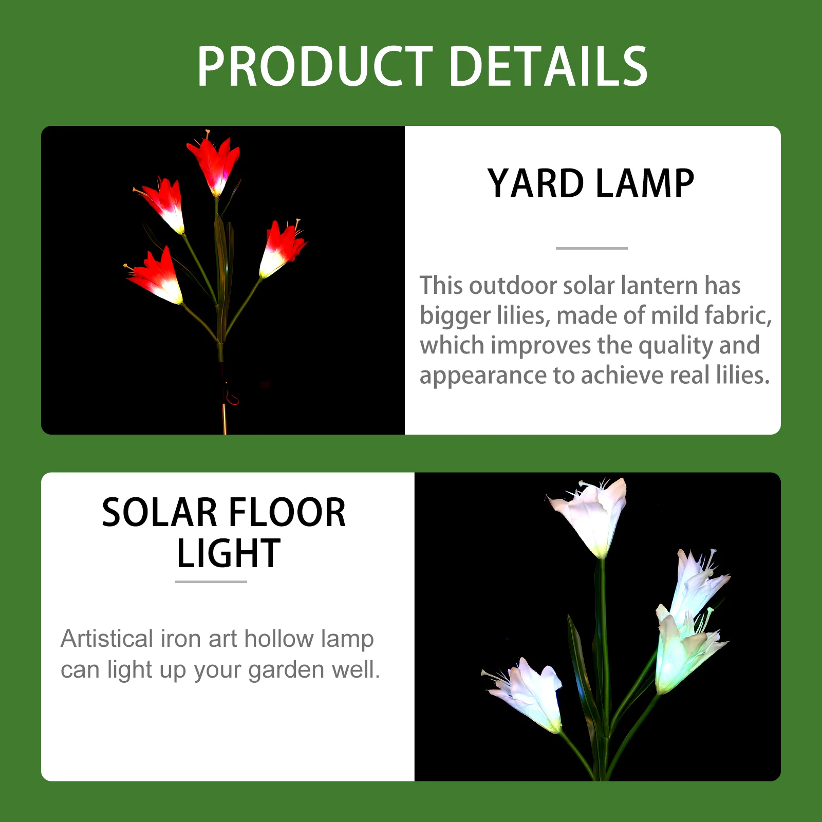 

2PCS Solar Lantern Lily Garden Lights Outdoor Blooming Flowers 7 Colors Plastic Fabric Lawn Path Tree Fence Walkway Solar Floor