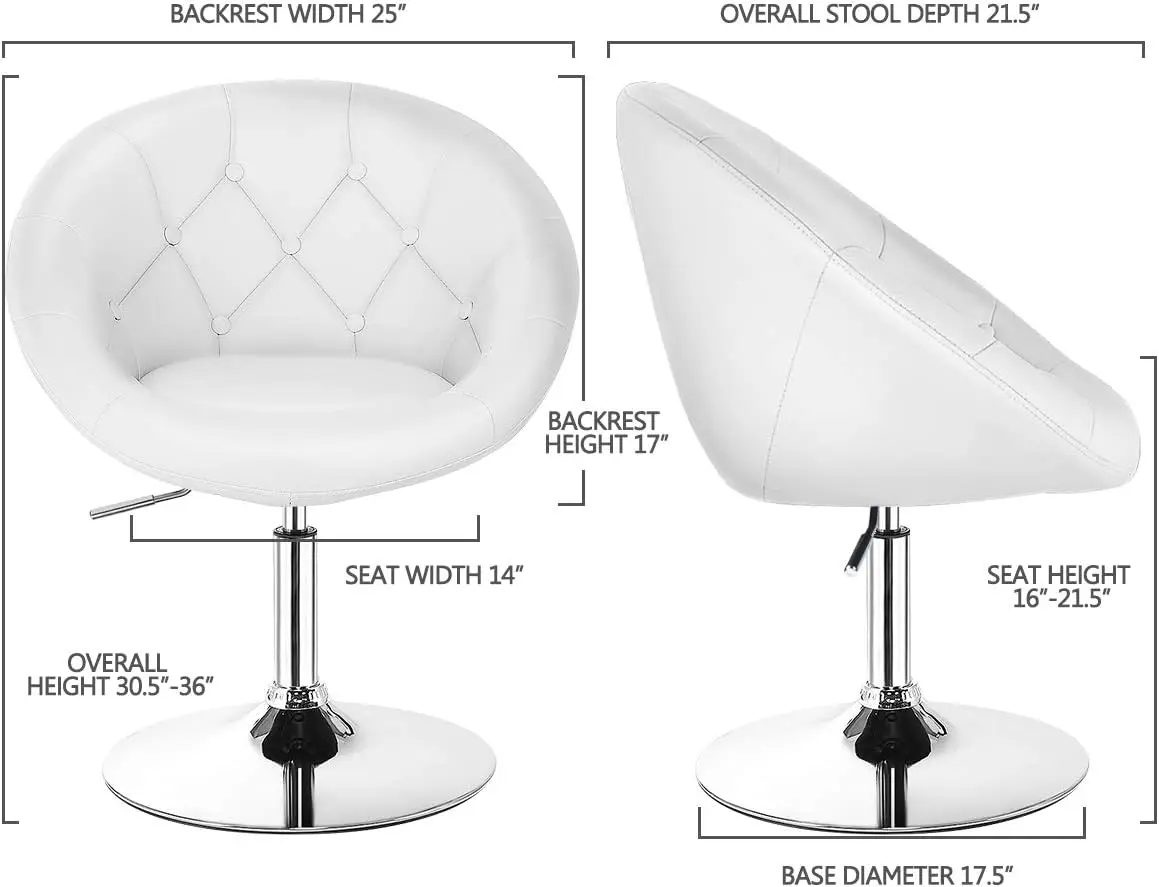 كرسي الغرور، كرسي مكياج معاصر قابل للتعديل مع إطار من الكروم، ظهر مستدير معنقدة، كرسي دوار حديث