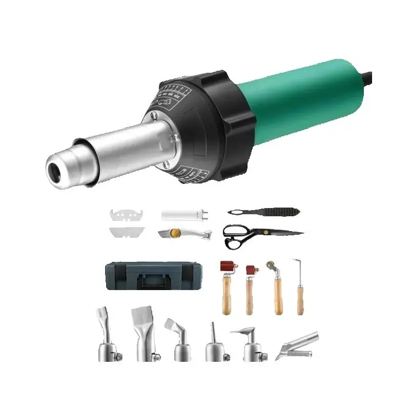 SucceBuy 1600W pistolet de soudage du plastique soudeur du plastique à Air chaud PVC TPO vinyle pistolet thermique torche de soudage Kit de pistolet avec boîte à outils pour PP/PE