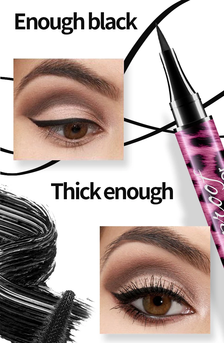 YANQINA Liquid Eyeliner Pencil 4D Waterproof Mascara Set Cosmetics Eye Liner Thick Curling Mascara Eyebrow Pencil Eyes Makeup