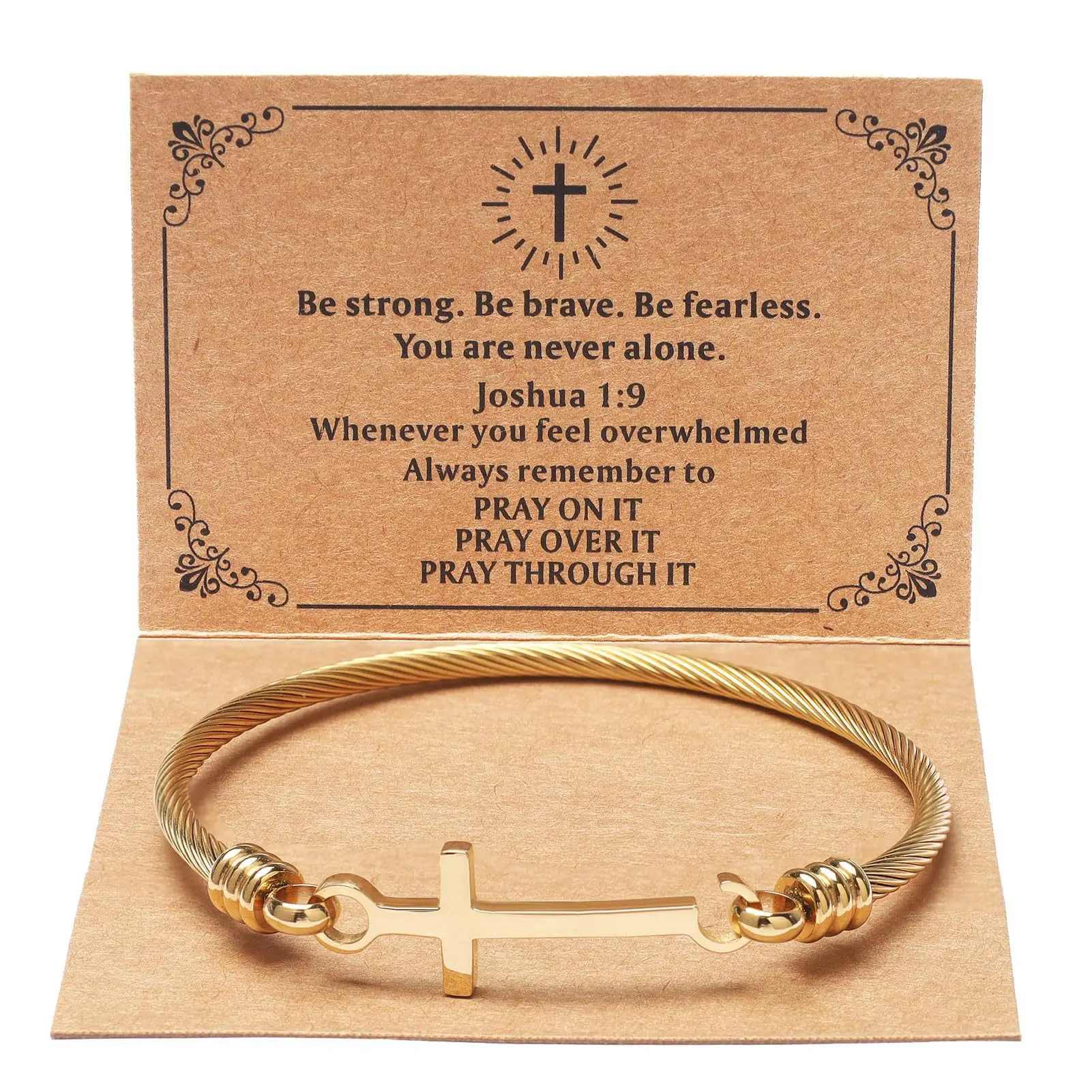 Hot-Selling Christian Cross Bracelet Bible Verse God Is Within Her She Will Not Fall Inspirational Stainless Steel Bracelets