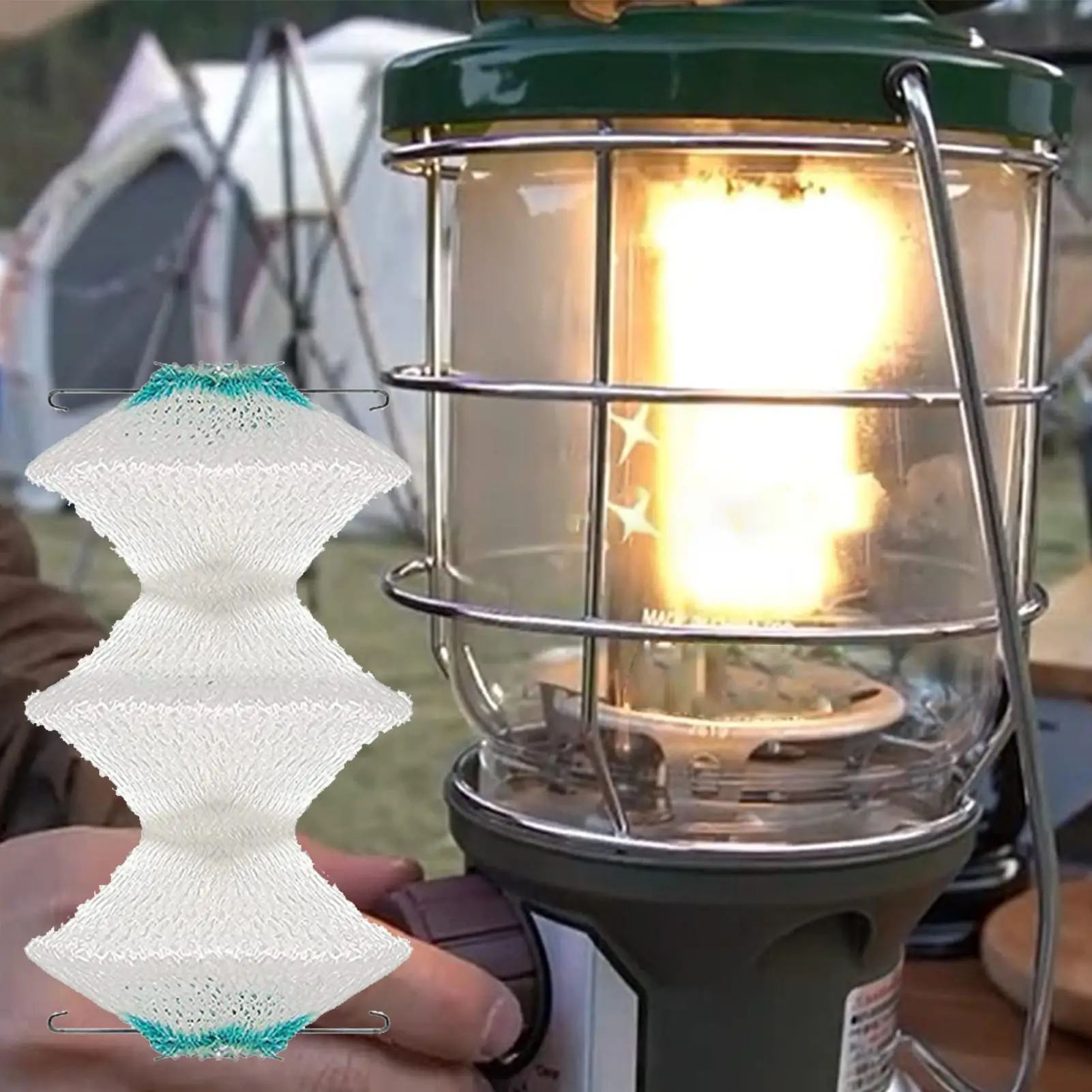 5 قطعة فانوس الغاز التخييم عباءات 3-Layer البروبان ضوء عباءات مع 2 مقاطع تصاعد في الهواء الطلق الكيروسين مصباح الشاش غطاء شبكي #2