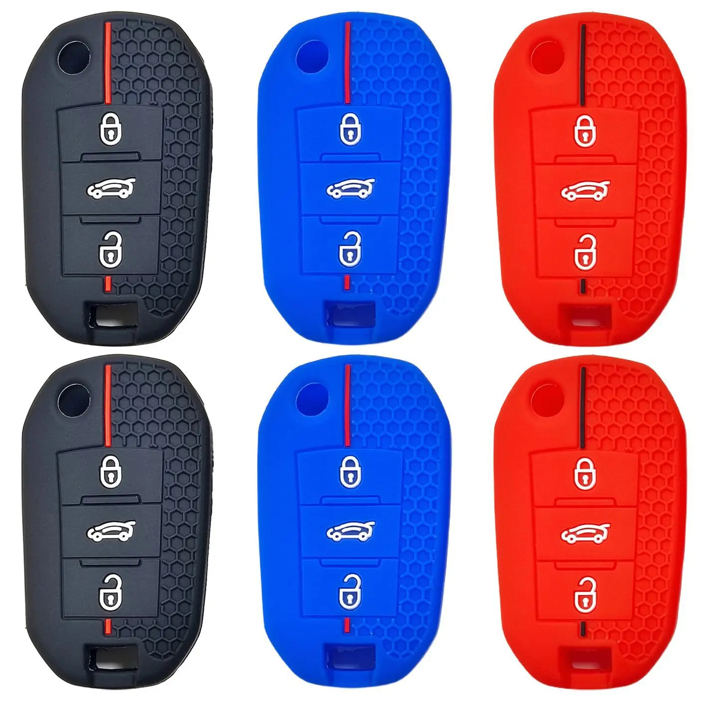 Suitable for Peugeot 301 3008 508 Folding Key Bag Citroen Elysee C3 C4L Honeycomb Pattern Silicone Coverkey case