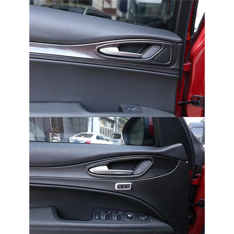 For Alfa Romeo Stelvio 2017 2018 2019 Dry Carbon Fiber Car Door Interior Handle Frame Trim Accessories