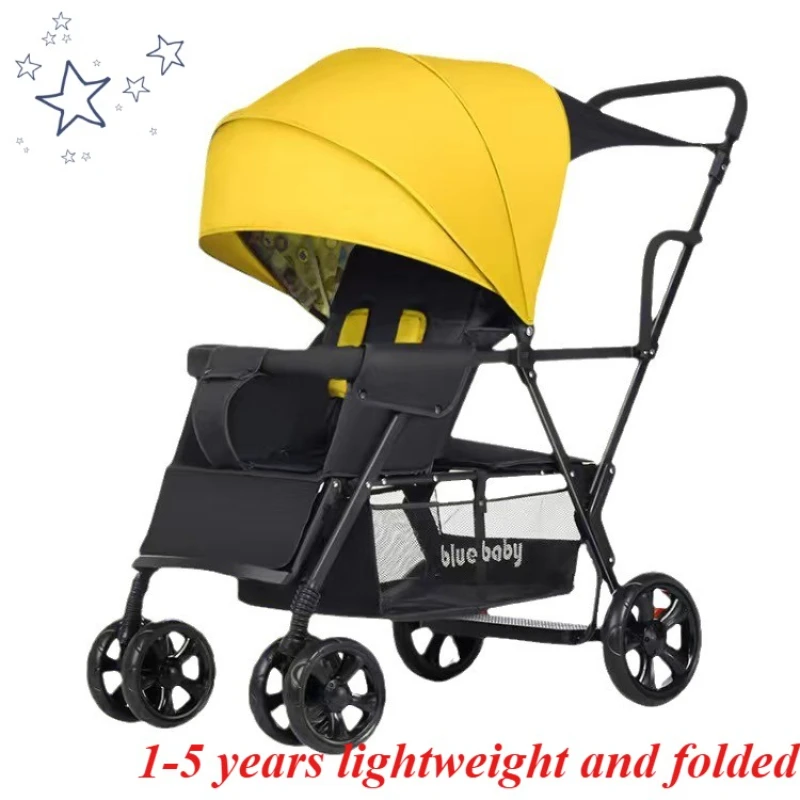 

Коляска съемная передняя и задняя сиденья легкая и сложенная, которая может сидеть и лежать для детей 1-5 лет.