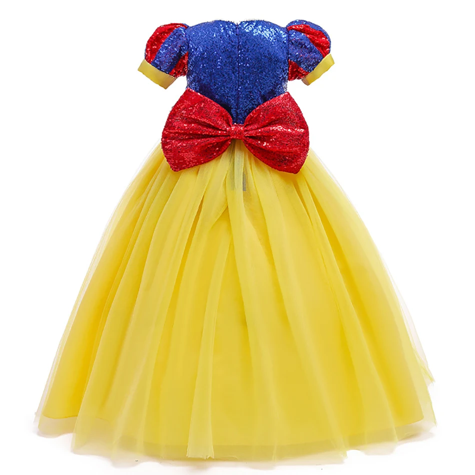 Sequins Girl Snow White Fancy Dress Girls Kids Carnival Christmas Party Princess Costume Children Birthday Performance Clothes