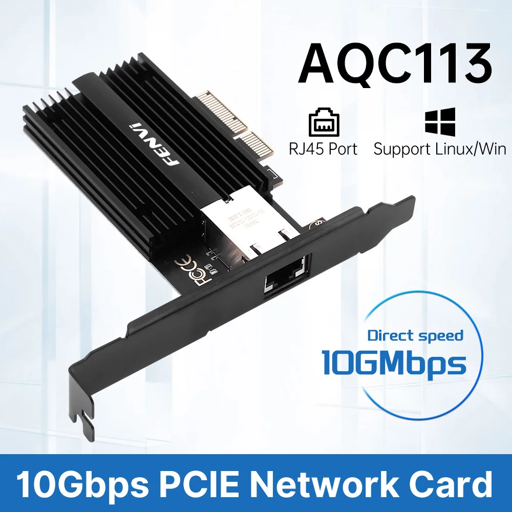 

Сетевая карта FENVI Marvell AQC113 PCIE к RJ45 10 Гбит/с Gigabit Ethernet RJ45 LAN Сетевая карта для настольного ПК Win10/11