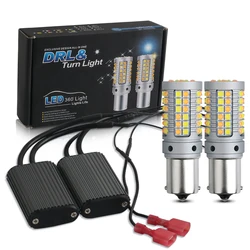 2PCS LED Canbus Bulb 1156 P21W BA15S PY21W BAU15S 7440 W21W T20 Car DRL Turn Signal Dual Mode Switchback Dual Color White Yellow