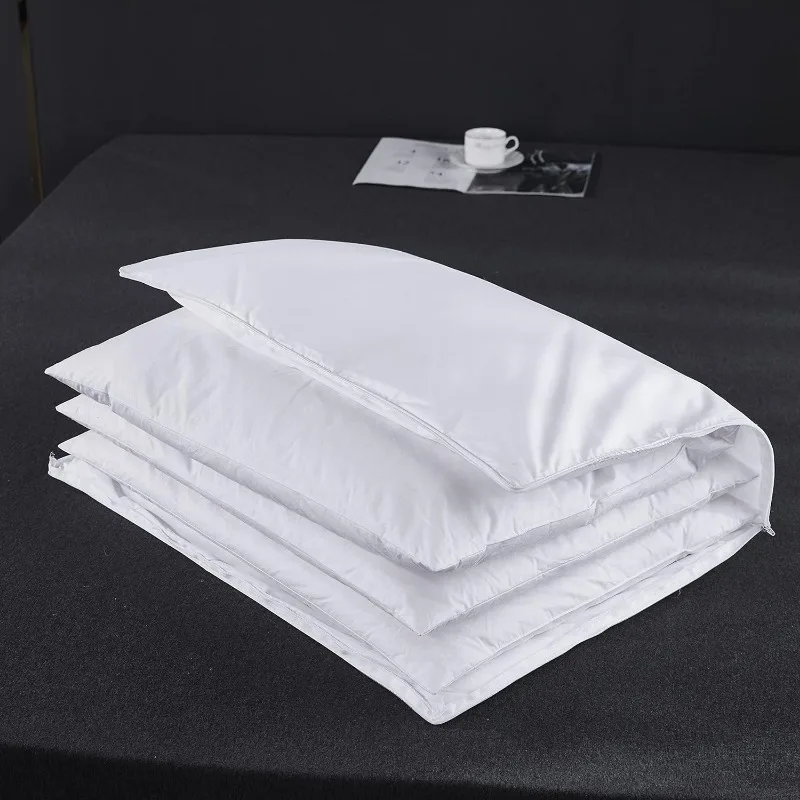 Adjustable Layer Goose Feather Pillow,Assemblable Bed Pillow,Good for Side and Back Stomach Sleeper,,Packaging Include 2Pillows