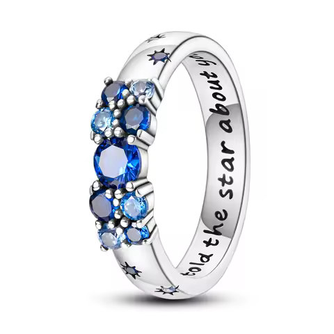 925 Sterling Silver Starry Ring Simple Generous Blue Zircon Luxury High Quality For Women Rings Wedding Party Fine Jewelry Gift