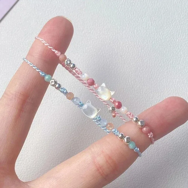 

Natural Handmade Cute Cat Bracelet Unique Stylish Hand Rope for Women Men Beaded Woven Bracelet Wrist Jewelry Decorations Gifts
