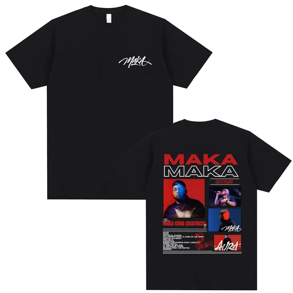 

Rapper Maka Aura 2025 Tour Merch T Shirt Men Women Hip Hop Fashion Vintage T-shirts Men's Casual Cotton T Shirts Tops Streetwear