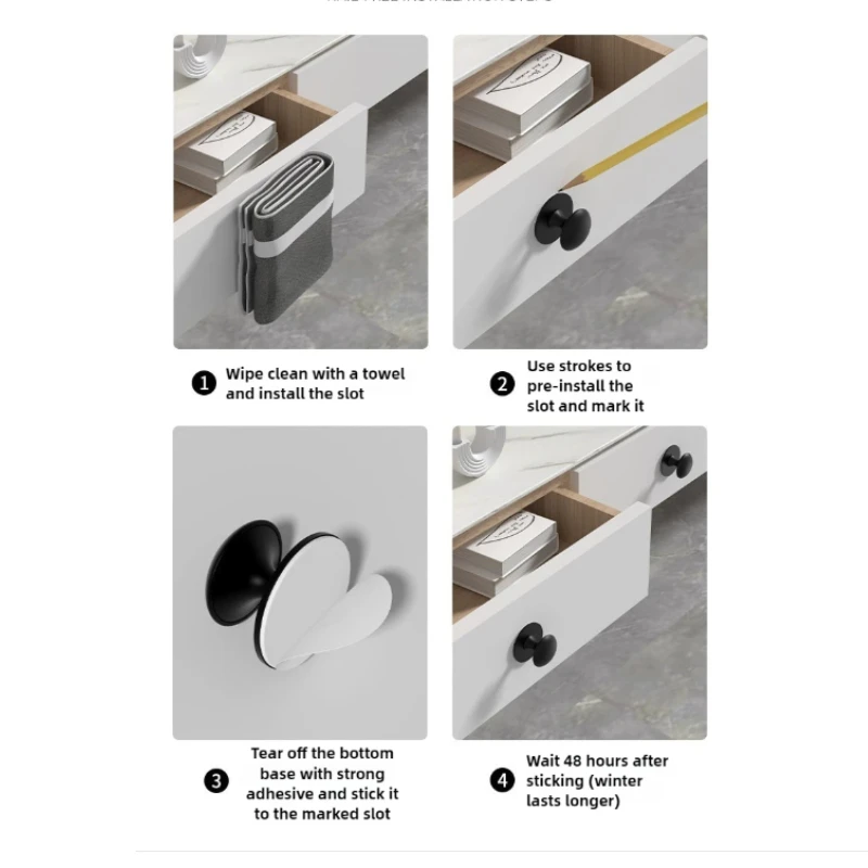 2 قطعة مقبض درج خالي من اللكمات الفولاذ المقاوم للصدأ ذاتية اللصق مقبض دائري خزانة المطبخ نافذة باب خزانة الملابس مقبض 7 ألوان