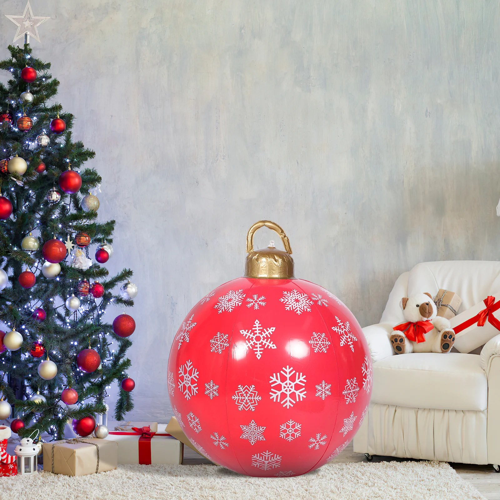 

Large Inflatable Christmas Ball Decoration Over Size Outdoor Indoor Hanging Or Floor Use Christmas Party Ornament
