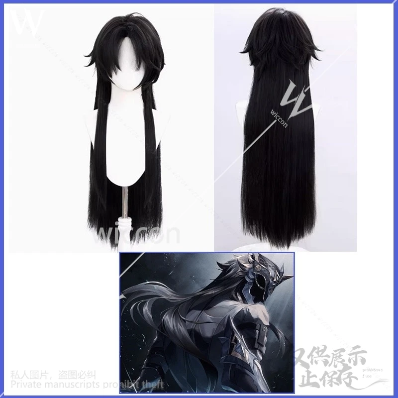 Ainme Game Genshin Impact Hot Man Cosplay Capitano Fatui Long Black Wigs Sexy Wear Cos For Halloween Christmas Party Man Woman