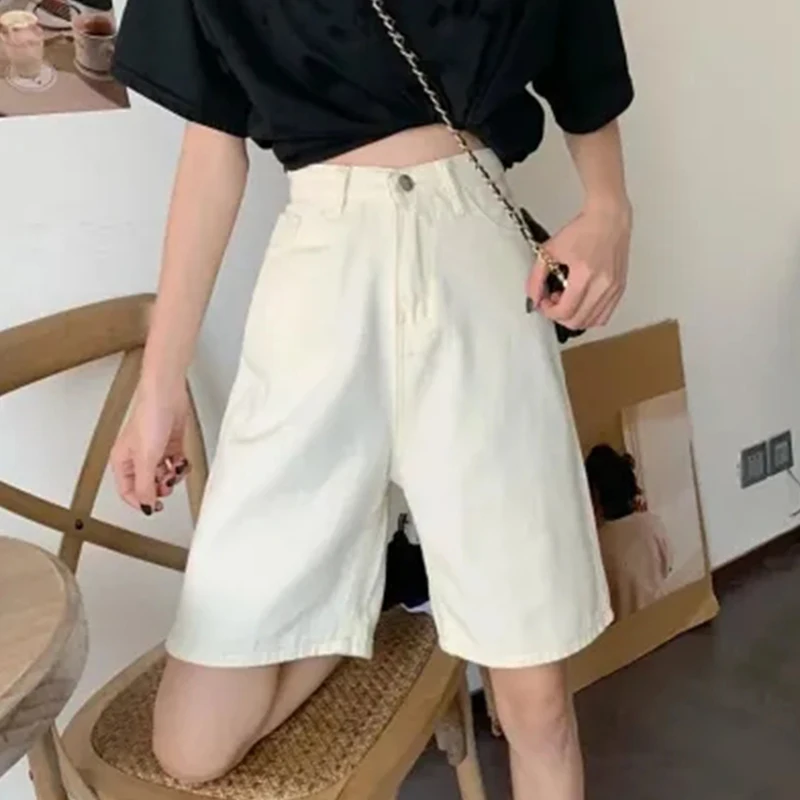 

Casual Denim Shorts Women Wide Leg Pants Stright Jeans Womens Shorts Summer Blue High Waisted Shorts 2024