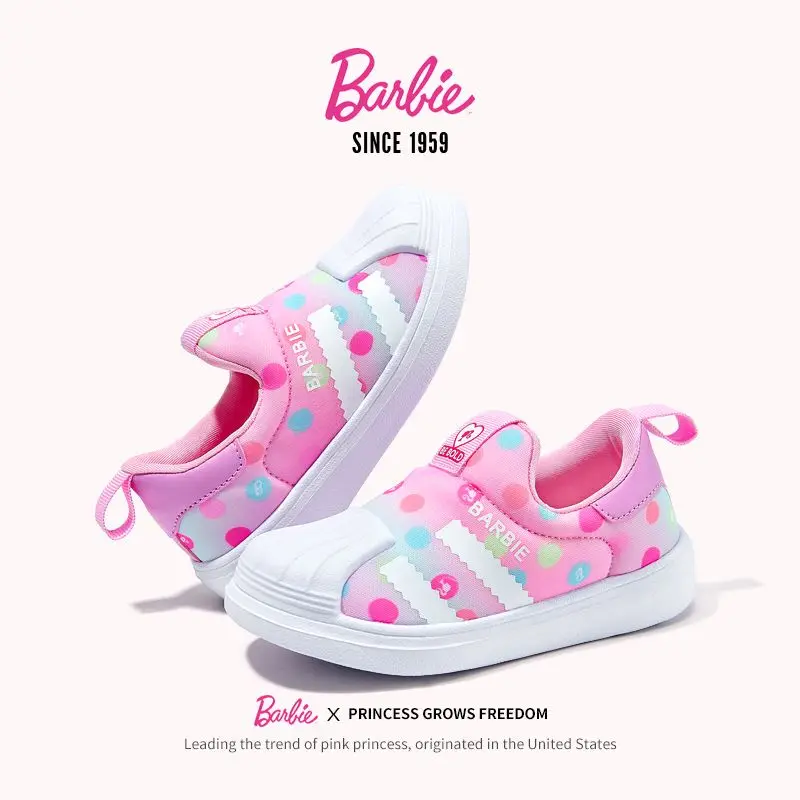 Kids Barbie Shoes Girls Tennis Shoes Kawaii Barbie Sport Shoes Children Casual Sneakers Anime Girls Basket Shoes Size 27-34