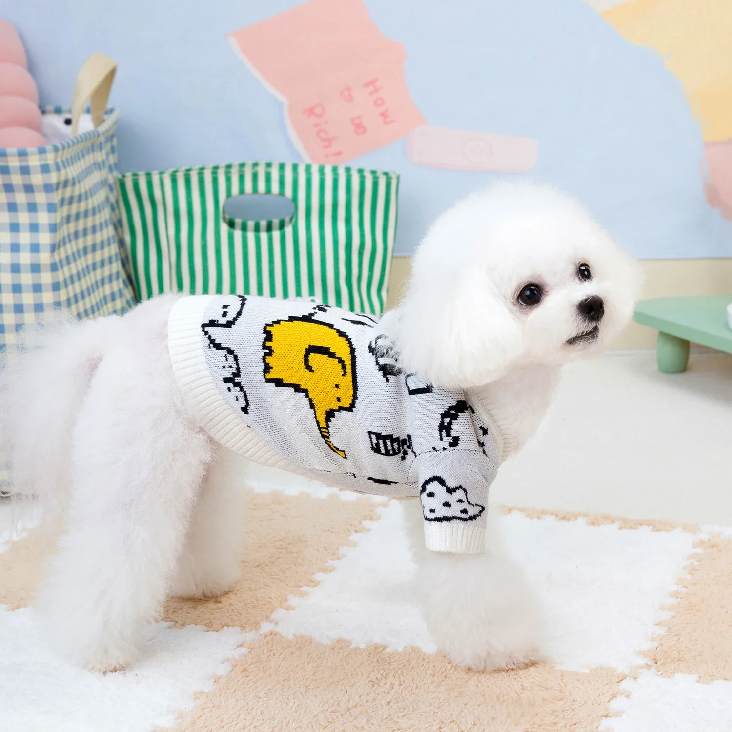 Dog Clothes Chihuahua Pet Printed Sweater Bichon Frise Puppy Kitten Dog Warm Vest Coat Cat Dog Accessories Pet Outfit