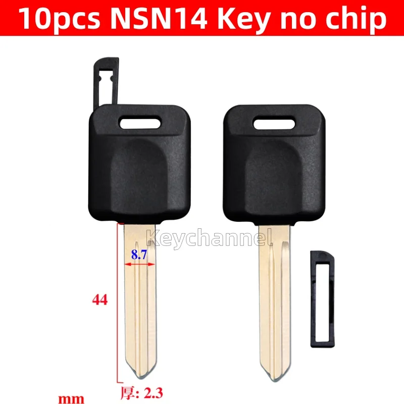 Keychannel 10pcs Transponder Key Shell Spare Chip Key Case With NSN14 Key Blade for Nissan Juke Kicks Micra Xtrail Rogue Sylphy