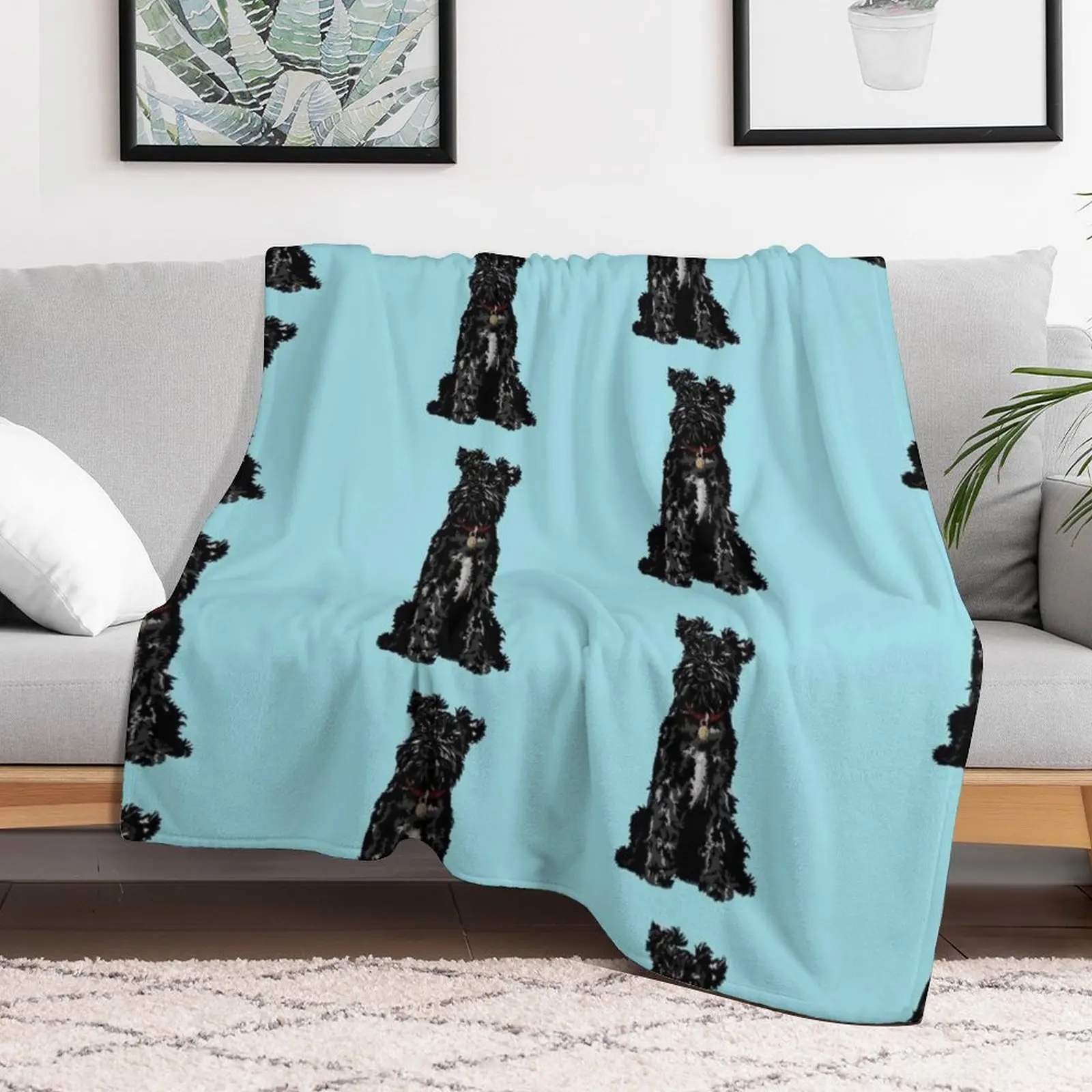 Dennis the Black Miniature Schnauzer Dog Sitting Throw Blanket warm for winter Heavy Luxury St wednesday Blankets