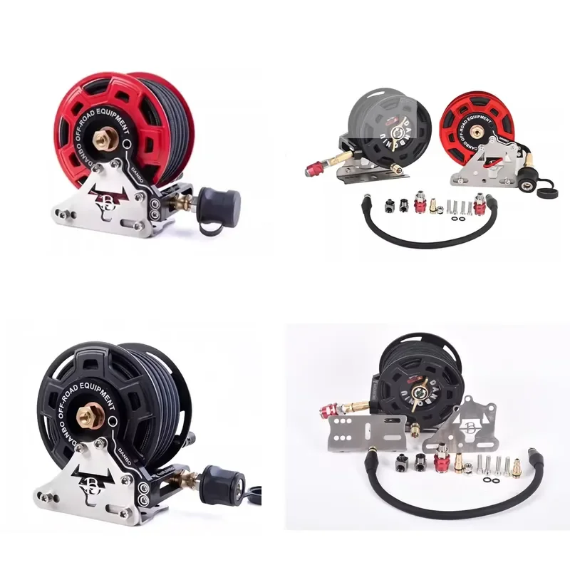 Rugged 4x4 Air Pump Hose Reel Heavy Duty Off Road Storage Organizer for Jeep Truck SUV Camping Overlanding Accessories